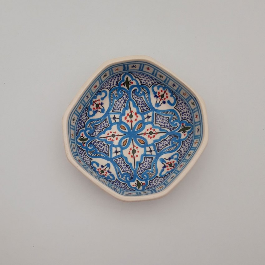 Plat octogonal Marocain turquoise - L 16 cm