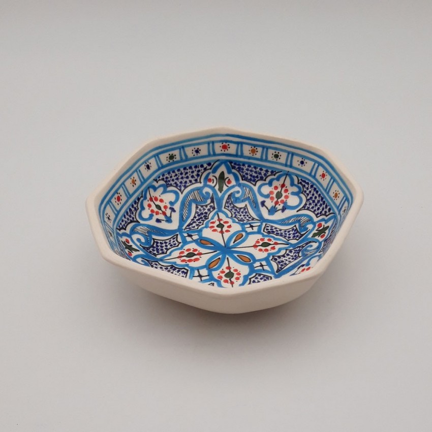 Plat octogonal Marocain turquoise - L 20 cm