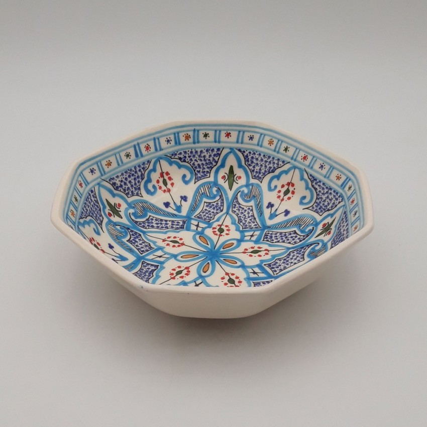 Plat octogonal Marocain turquoise - L 25 cm
