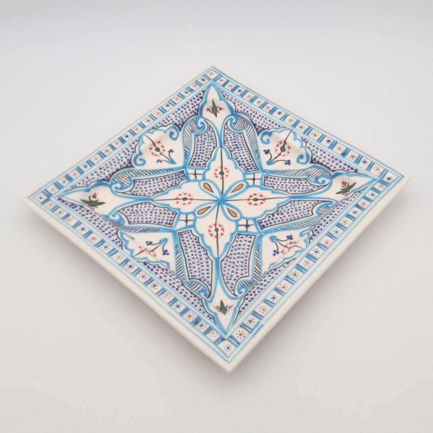 Plat carré Marocain turquoise - L 30 cm