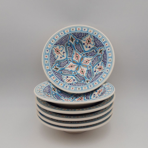 Lot de 6 assiettes Tebsi Marocain turquoise - D 23 cm