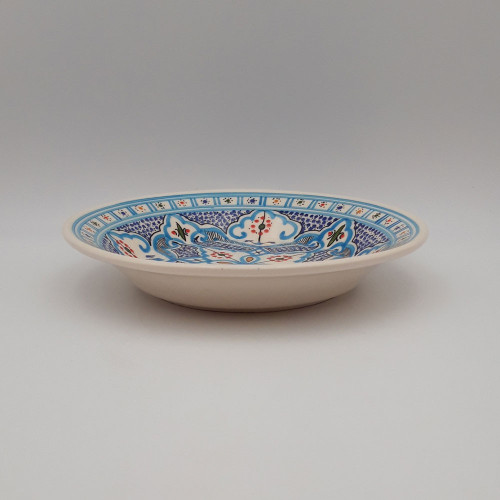 Assiette creuse Marocain turquoise - D 24 cm