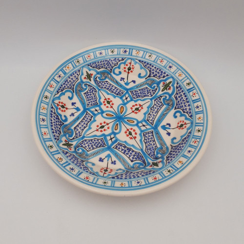 Assiette creuse Marocain turquoise - D 24 cm