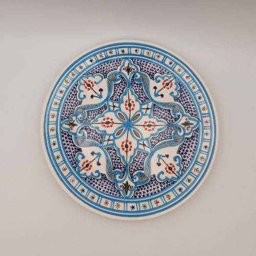 Lot de 6 assiettes plates Marocain turquoise - D 24 cm