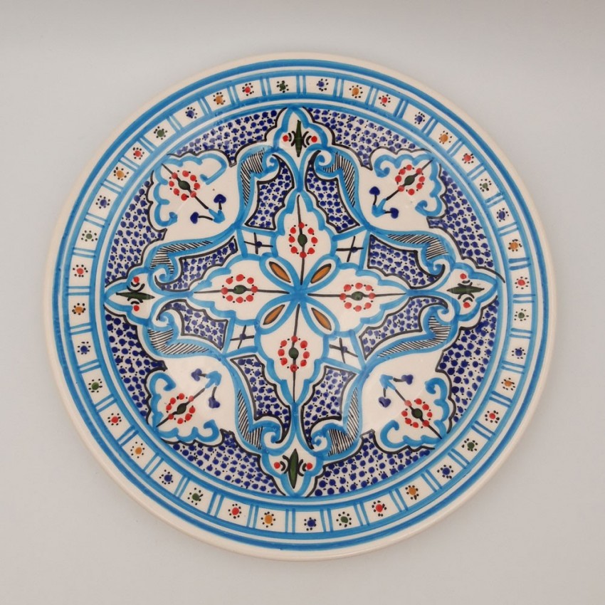 Lot de 6 assiettes plates Marocain turquoise - D 28 cm