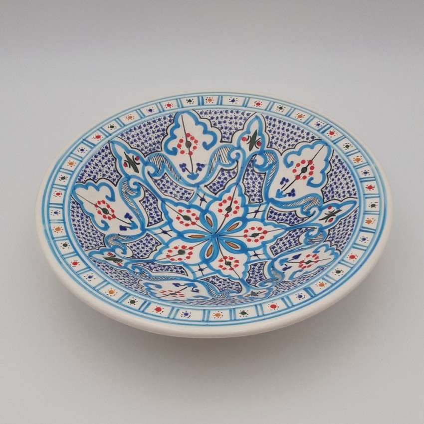Plat Tebsi Marocain turquoise - D 27 cm