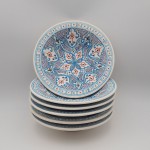 Lot de 6 grandes assiettes creuses Tebsi Marocain turquoise - D 27 cm
