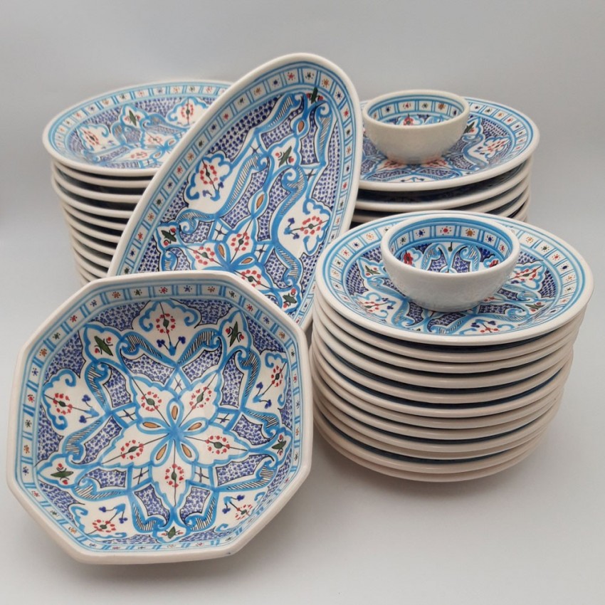 Service de table Marocain turquoise - 12 pers