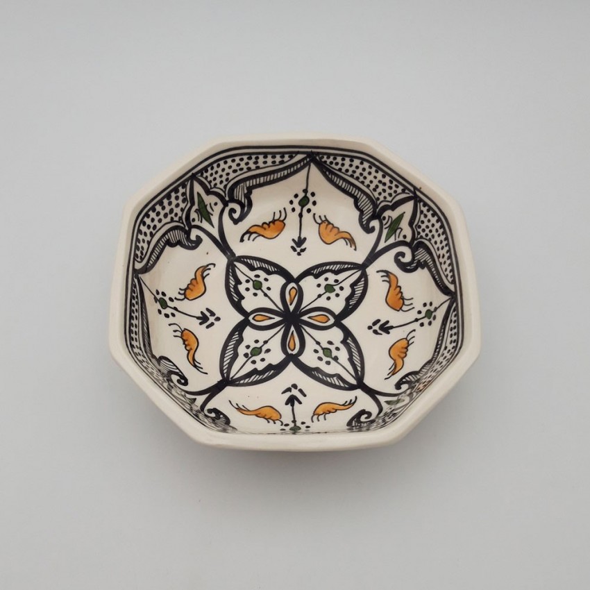 Plat octogonal Marocain noir - L 20 cm