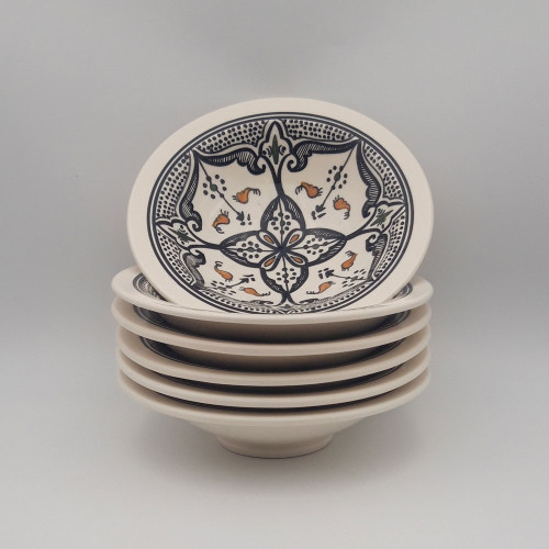 Lot de 6 Assiettes Tebsi Marocain noir - D 23 cm