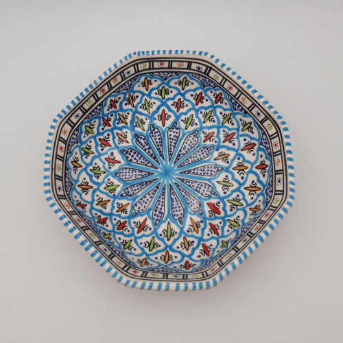 Plat octogonal Bakir turquoise - L 25 cm
