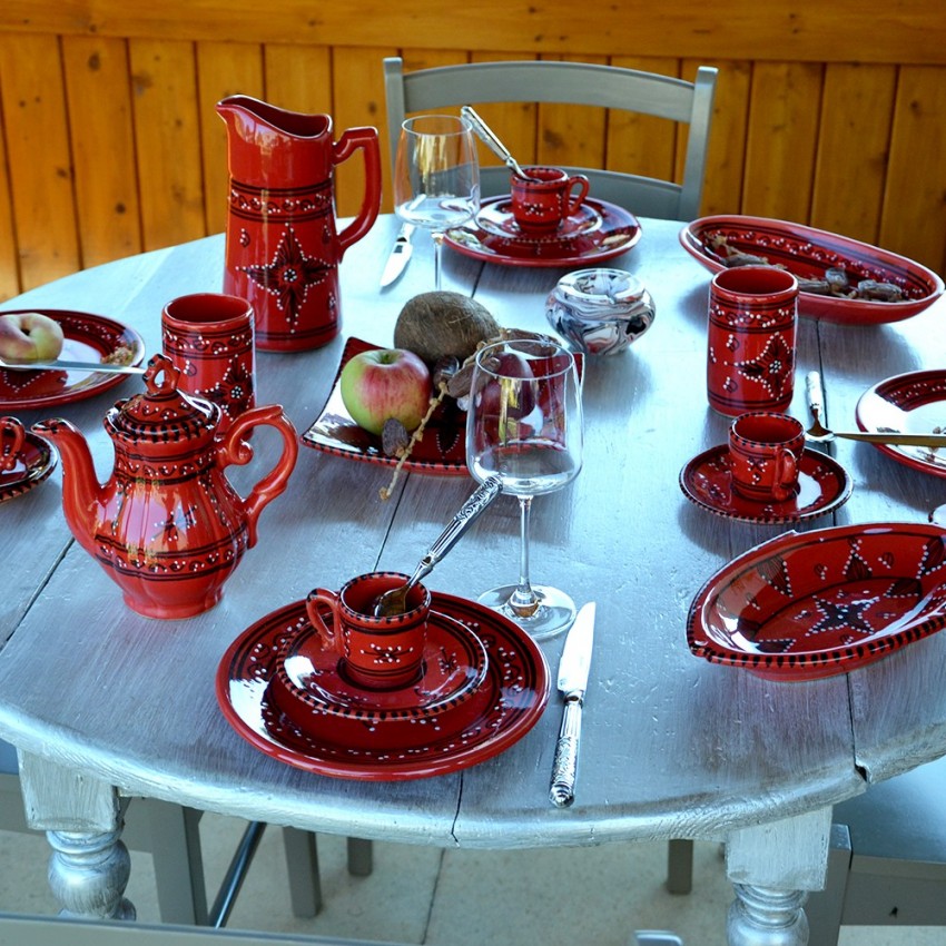 Service à café Tatoué rouge