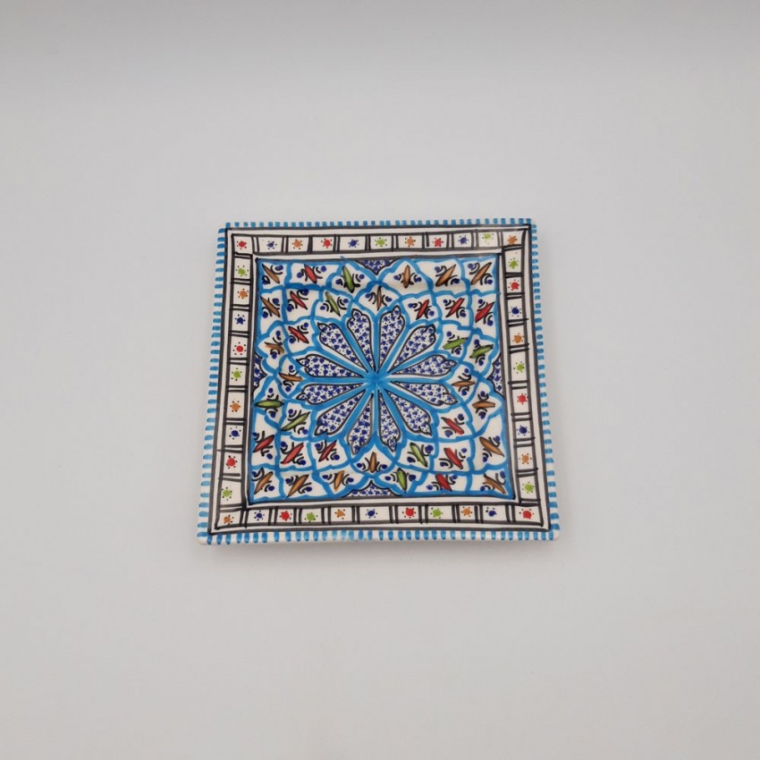 Assiette carrée Bakir turquoise - L 19 cm