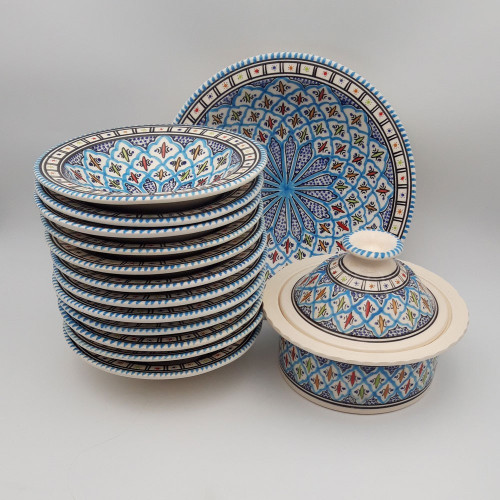 Service à couscous assiettes Tebsis Bakir turquoise - 12 pers 2