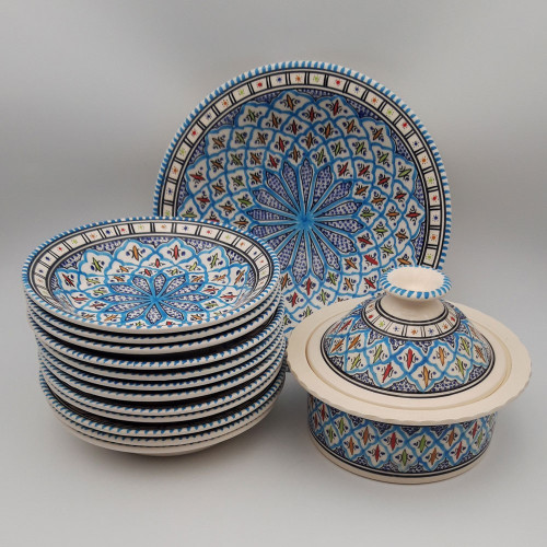 Service à couscous assiettes creuses Bakir turquoise - 12 personnes 2