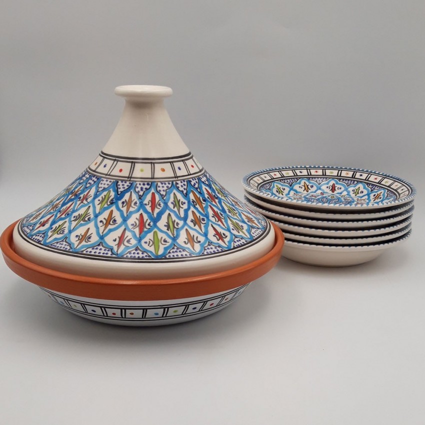 Service tajine assiettes creuses Bakir turquoise - 6 pers 