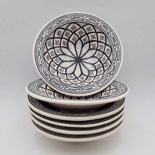 Lot de 6 assiettes Tebsi Bakir gris - D 23 cm