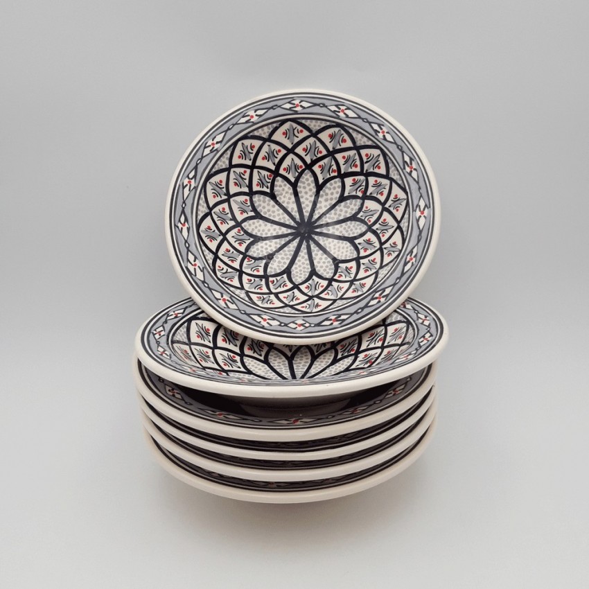 Lot de 6 assiettes Tebsi Bakir gris - D 23 cm