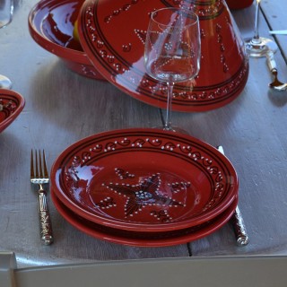 Assiette creuse Tatoué rouge - D 24 cm