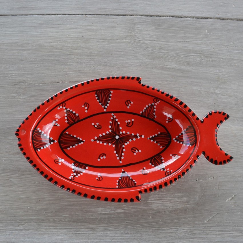 Plat poison Tatoué rouge - L 30 cm