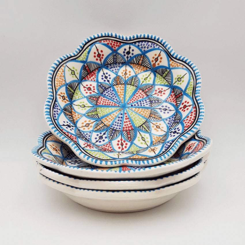 Lot de 4 assiettes creuses fleur Bakir royal - D 23 cm