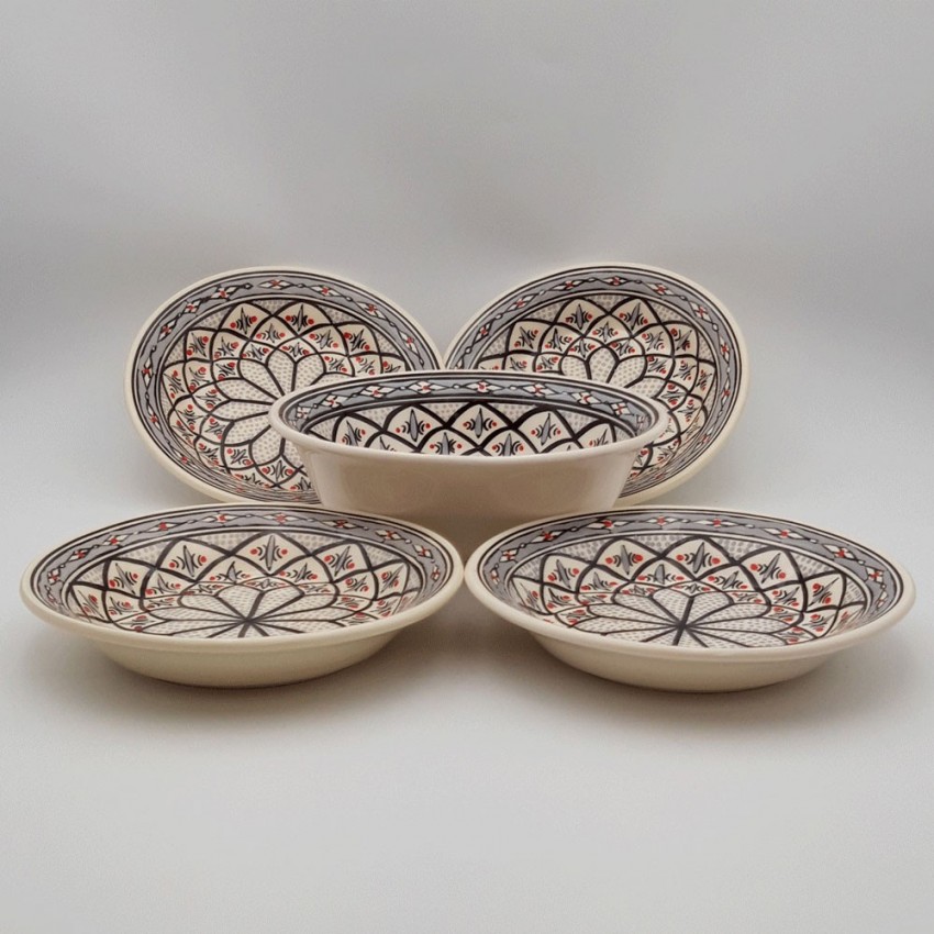 Service à couscous assiettes creuses Tebsis Bakir gris - 4 pers