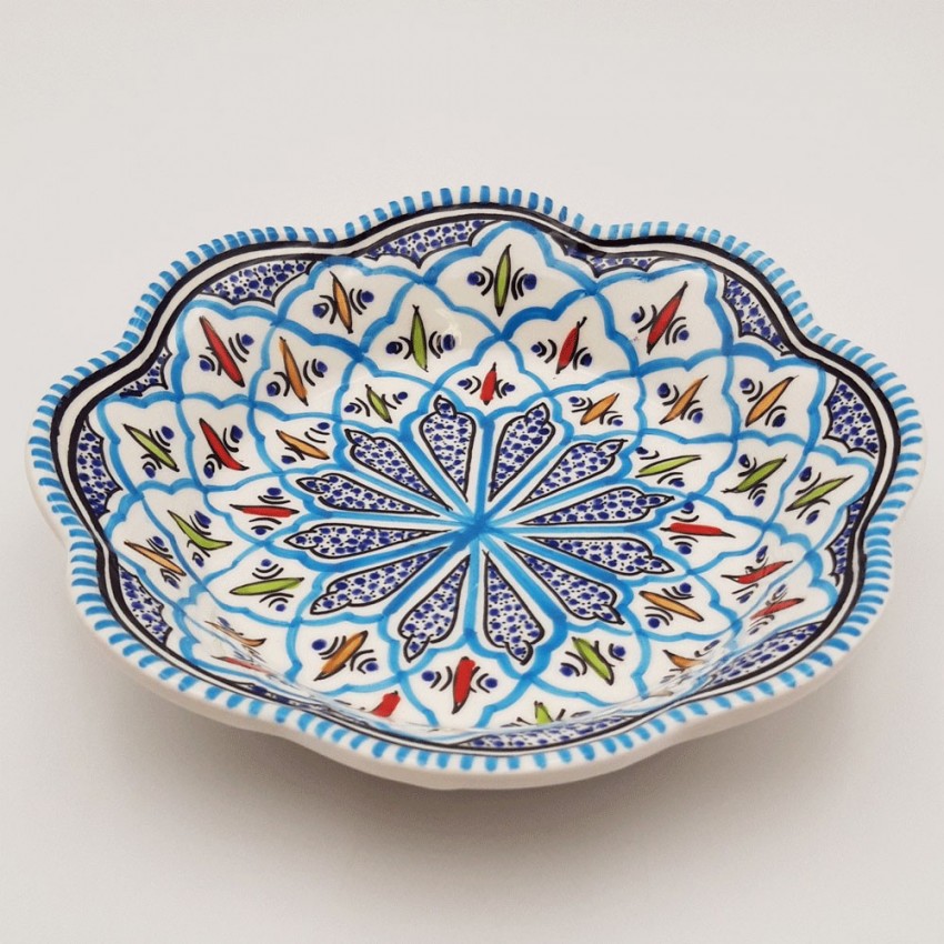 Assiette creuse fleur Bakir turquoise - D 23 cm