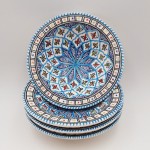 Lot de 4 assiettes creuses Tebsi Bakir turquoise - D 23 cm