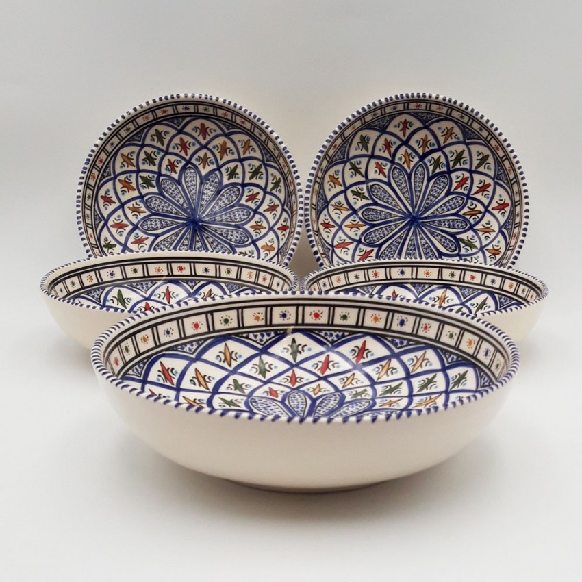 Service à couscous assiettes jattes Bakir bleu - 4 pers