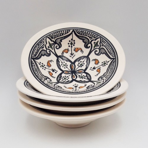 Lot de 4 assiettes creuses Tebsi Marocain Noir - D 23 cm