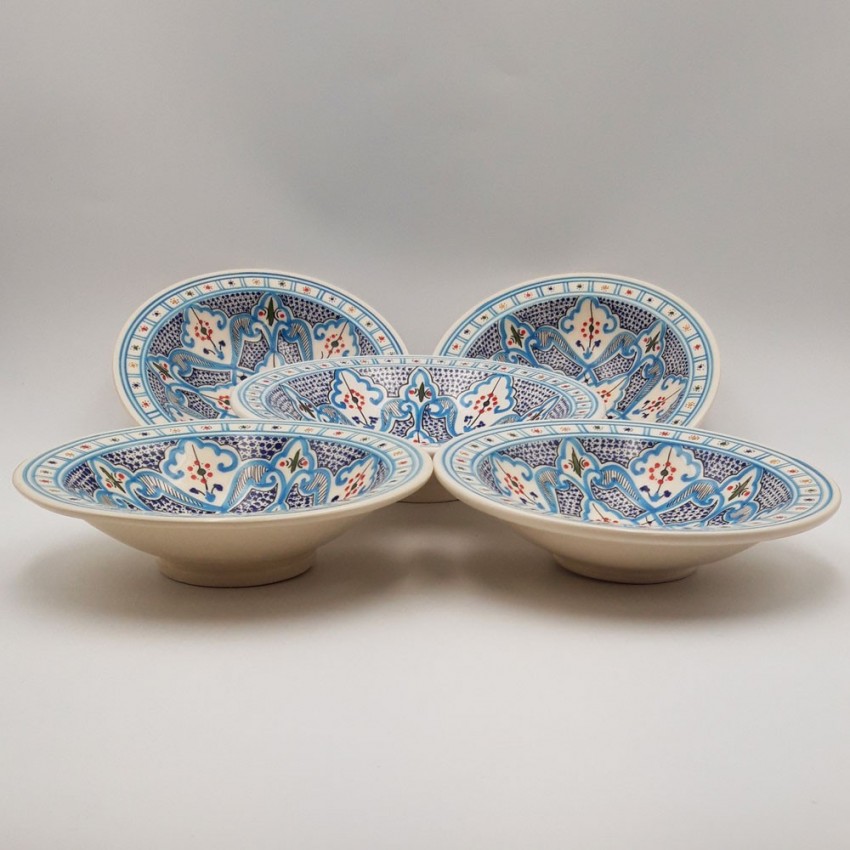 Service à couscous assiettes creuses Tebsis Marocain Turquoise - 4 pers