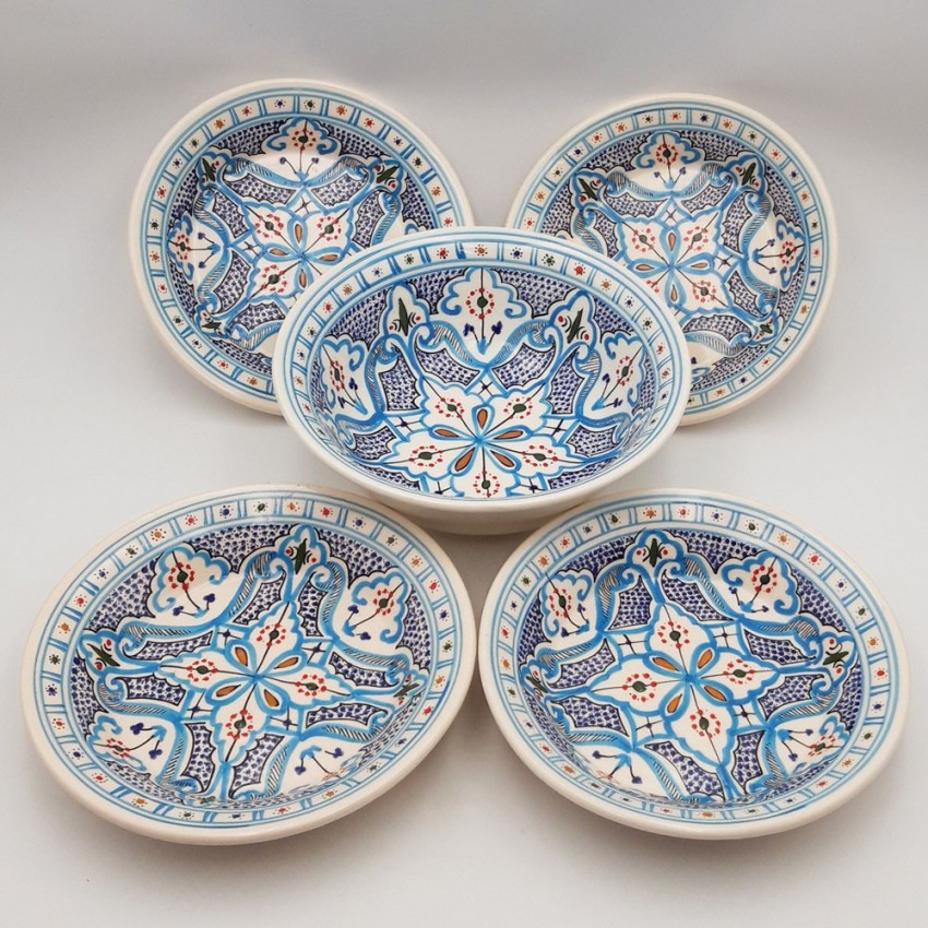 Service à couscous assiettes creuses Marocain Turquoise - 4 pers