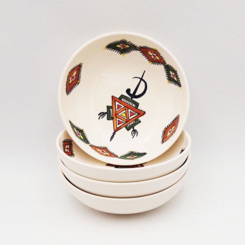 Lot de 4 assiettes creuses - assiettes à soupe Jatte Sahel Beige - D 20 cm