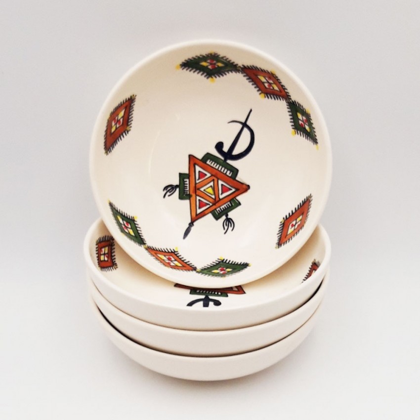 Lot de 4 assiettes creuses - assiettes à soupe Jatte Sahel Beige - D 20 cm