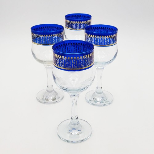 Verres à pied Hassen Bleu 20 cl x 4