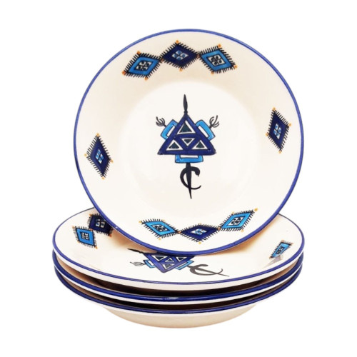 Lot de 4 assiettes creuses, assiettes à soupe Sahel Bleus - D 24 cm 2