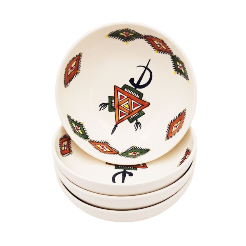 Lot de 4 assiettes creuses artisanales Sahel Beige – Vaisselle fait main