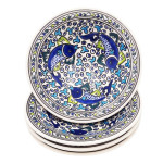 Lot de 4 assiettes creuses tebsi Poissons Bleus – Vaisselle artisanale