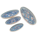 Lot 4 plats ovales céramique artisanale Marocain Turquoise