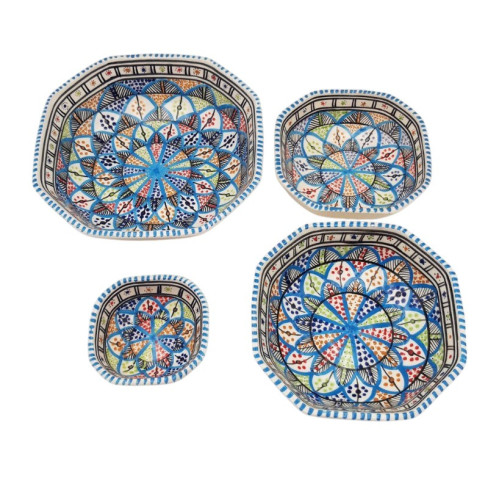 Lot de 4 plats octogonales Bakir royal