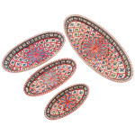 Lot 4 plats ovales céramique artisanale Bakir Rouge