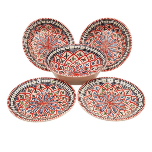 Service à couscous assiettes creuses Bakir rouge - 4 pers