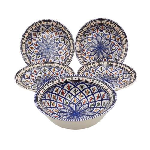 Service à couscous assiettes creuses Bakir bleu - 4 pers