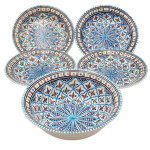 Service à couscous assiettes creuses Bakir turquoise - 4 pers