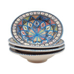 Assiettes creuses Tebsi peintes à la main – Lot de 4 | Vaisselle couscous YODECO