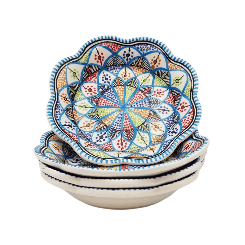 Lot de 4 assiettes creuses fleur Bakir royal - D 23 cm