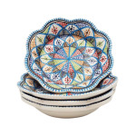 Lot de 4 assiettes creuses fleur Bakir royal - D 23 cm