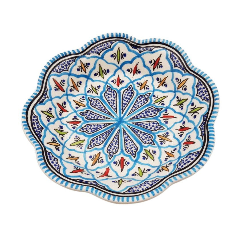 Assiette creuse Bakir Turquoise en céramique artisanale – 23 cm