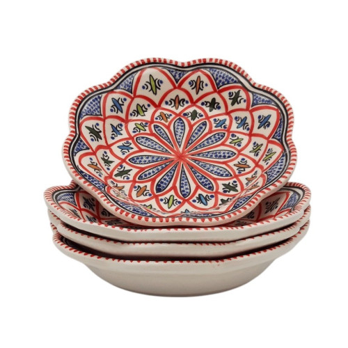 Lot de 4 assiettes creuses fleur Bakir rouge - D 23 cm