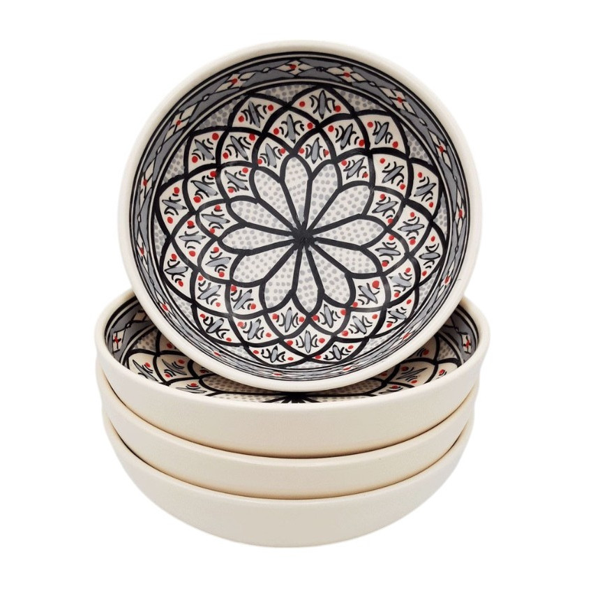 Assiettes creuses Bakir Gris – Lot de 4 jattes artisanales | YODECO